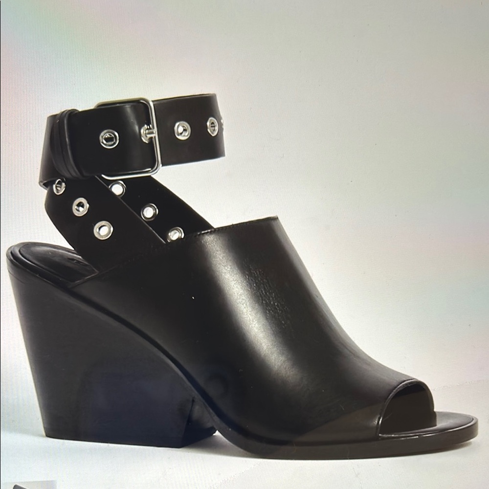 All Saints Silver and Black Open Toe Bootie